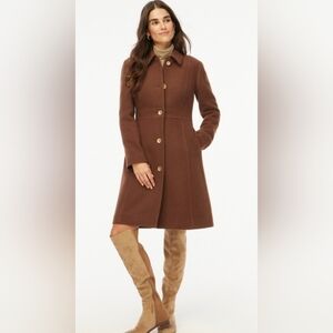 J Crew Factory Chocolate Brown Wool Blend Lady Day Pea Coat Size 18